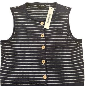 Workshop Republic Clothing Navy and White Striped Knit Top